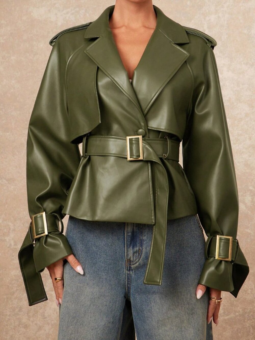 Olive Green Casual Women's Raglan Long Sleeve Jacket
